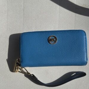 Michael Kors Blue Leather Wristlet